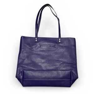 Thirty-One Jewell Purple Tote Bag Pebbled with Silver Hardware